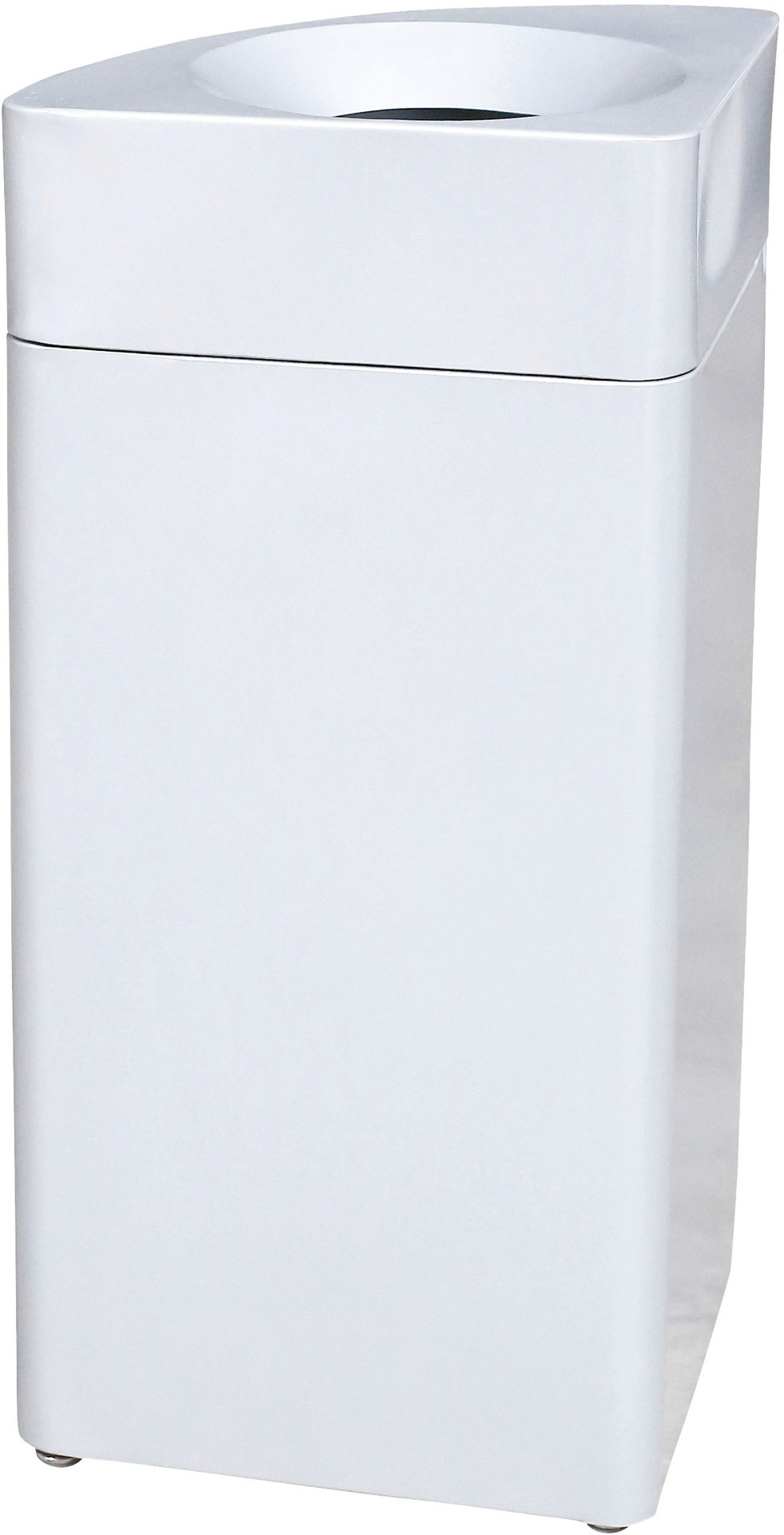 Selbstlöschender Abfalleimer 40 l, 1/4 Kreis, weiß