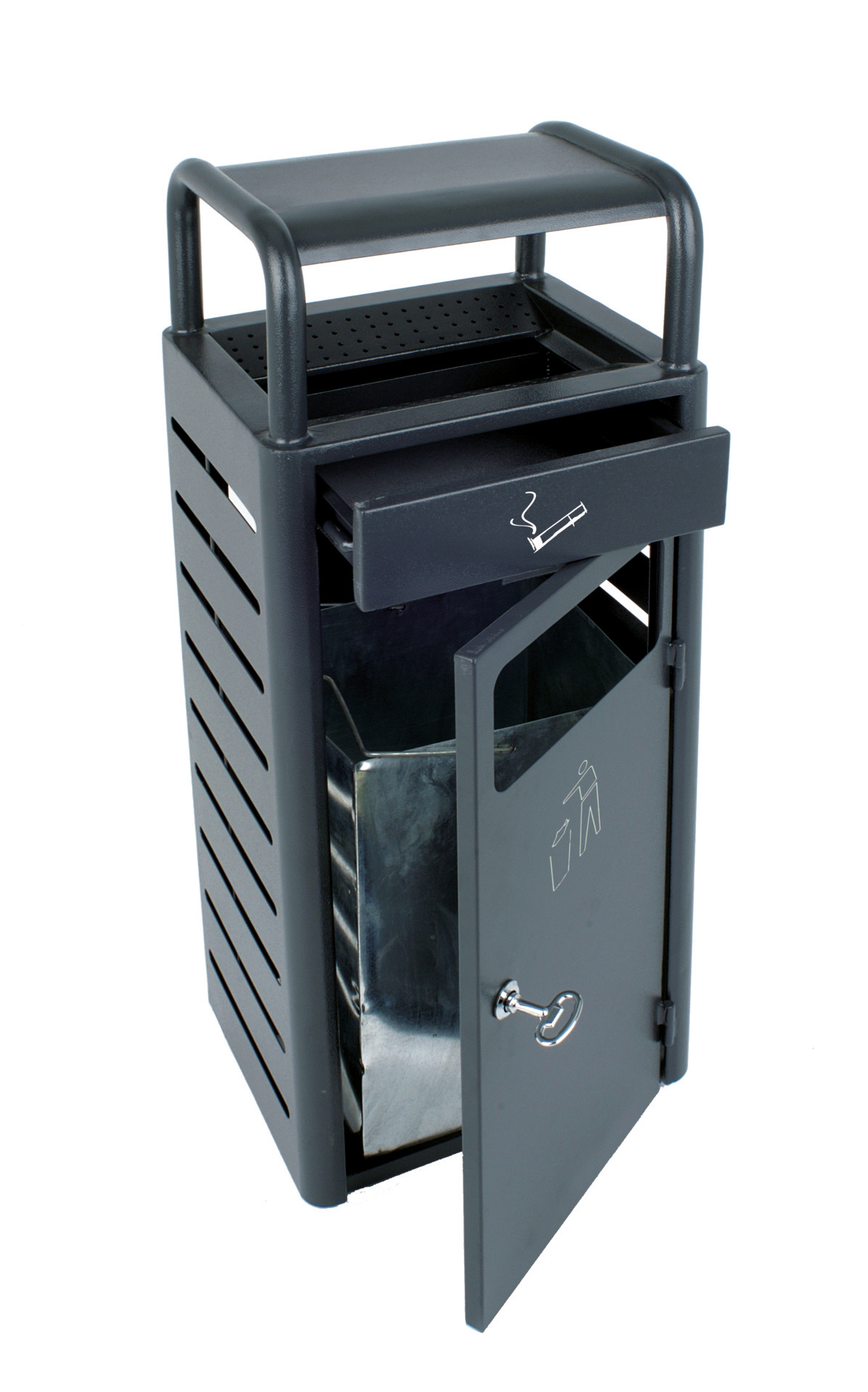 Standabfallbehälter Ascher 20,0 l rechteckig dunkelgrau 320 x 280 x 895 mm