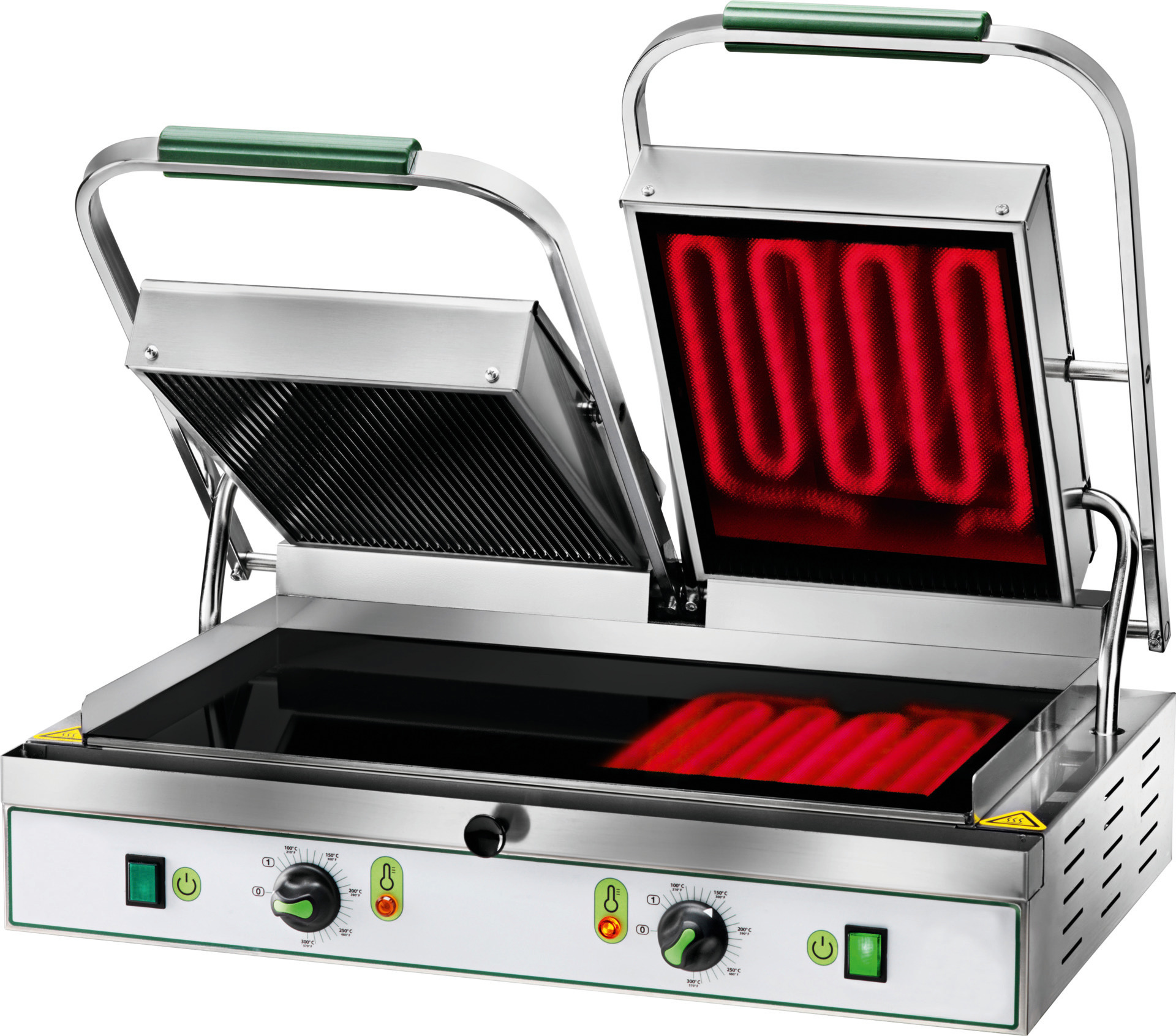 Glaskeramik-Kontaktgrill, oben + unten glatt, Grillfläche: 550 x 300 mm