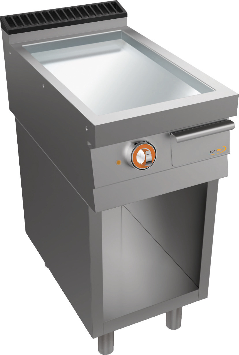 Elektro-Grillplatte, glatt, verchromt, Unterbau Tür