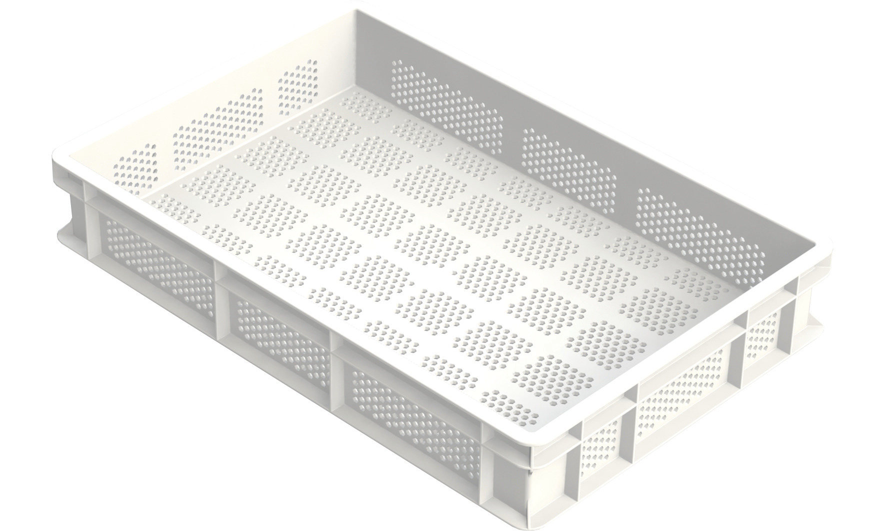 Nudelteig-Box,Boden / Seiten perforiert, Polyethylen, weiß, 600 x 400 x 100 mm