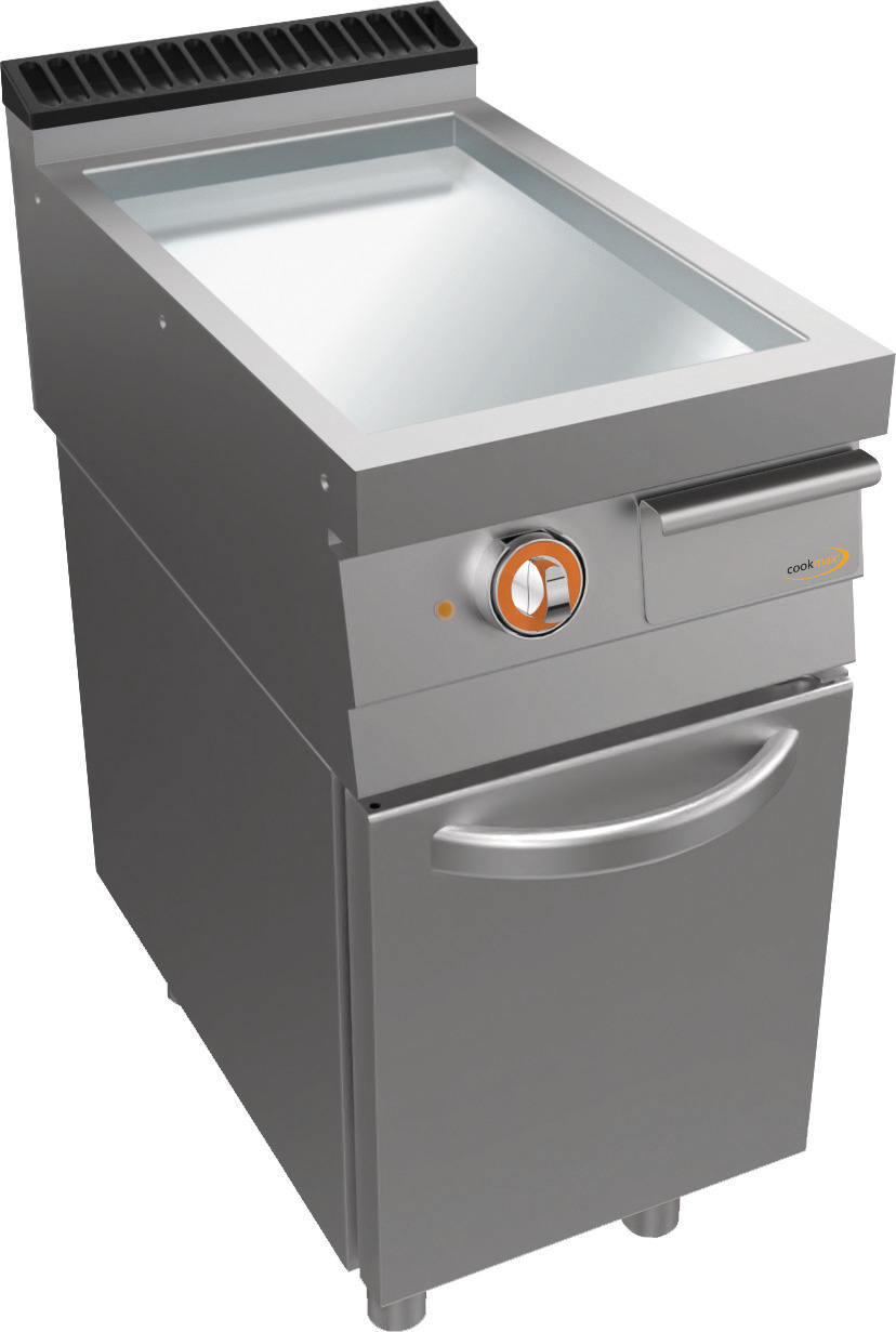 Elektro-Grillplatte, glatt, verchromt, Unterbau Türen 400x850x700 mm