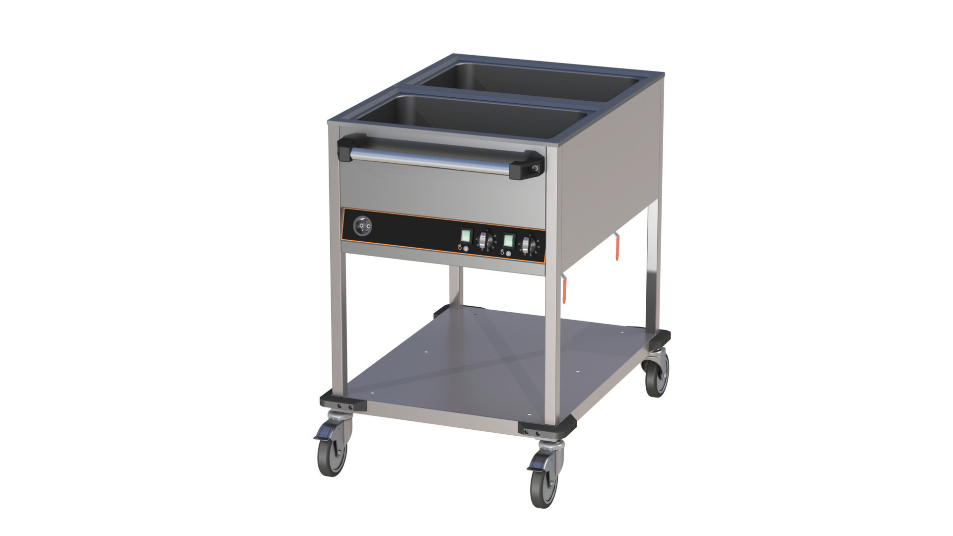 Bain-Marie Wagen 2 x GN 1/1 2 Becken offenem Unterbau 650 x 900 x 900 mm