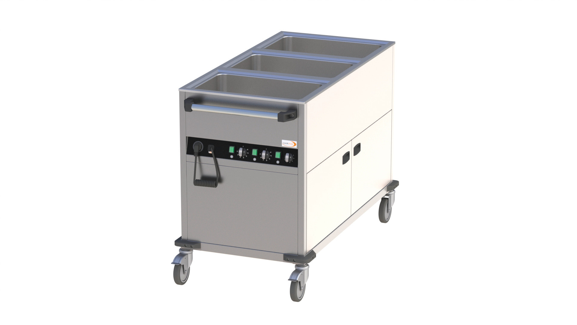 Bain-Marie Wagen 3 x GN 1/1 3 Becken geschloss. Unterbau 650 x 1300 x 900 mm