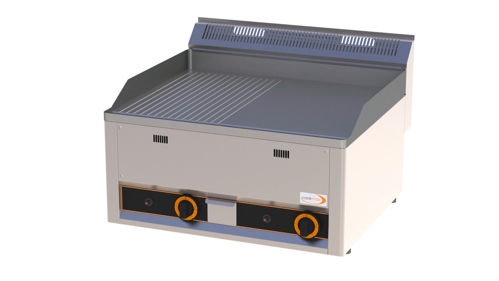 Gas-Grillplatte 1/2 gerillt 1/2 glatt 2 Heizzonen 660 x 600 x 290 mm