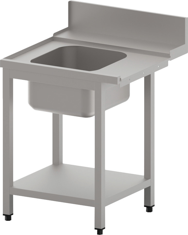 Zulauftisch links Becken und Ablagebord, 1400 mm