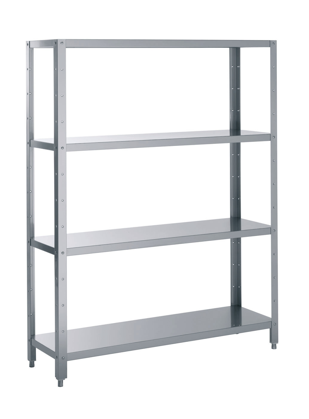 Edelstahl-Regal 4 glatte Abstellflächen 1000 x 480 x 2000 mm