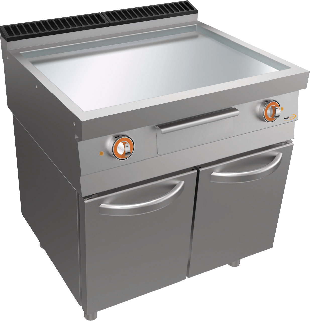 Elektro-Grillplatte, glatt, verchromt, Unterbau Türen 800x850x700 mm