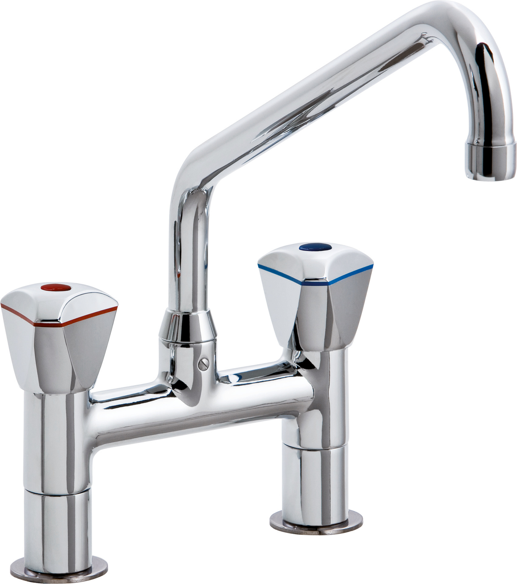 Zweigriff-Standarmatur, erhöht, Zweilochmontage, Schwenkhahn 250 mm