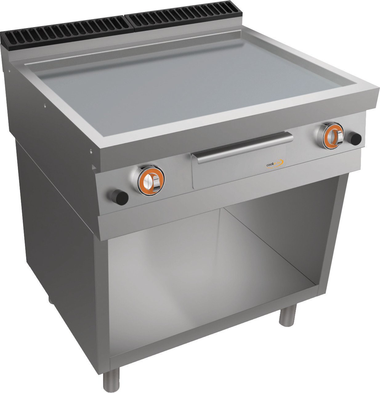 Gas-Grillplatte, glatt, verchromt, Unterbau Türen