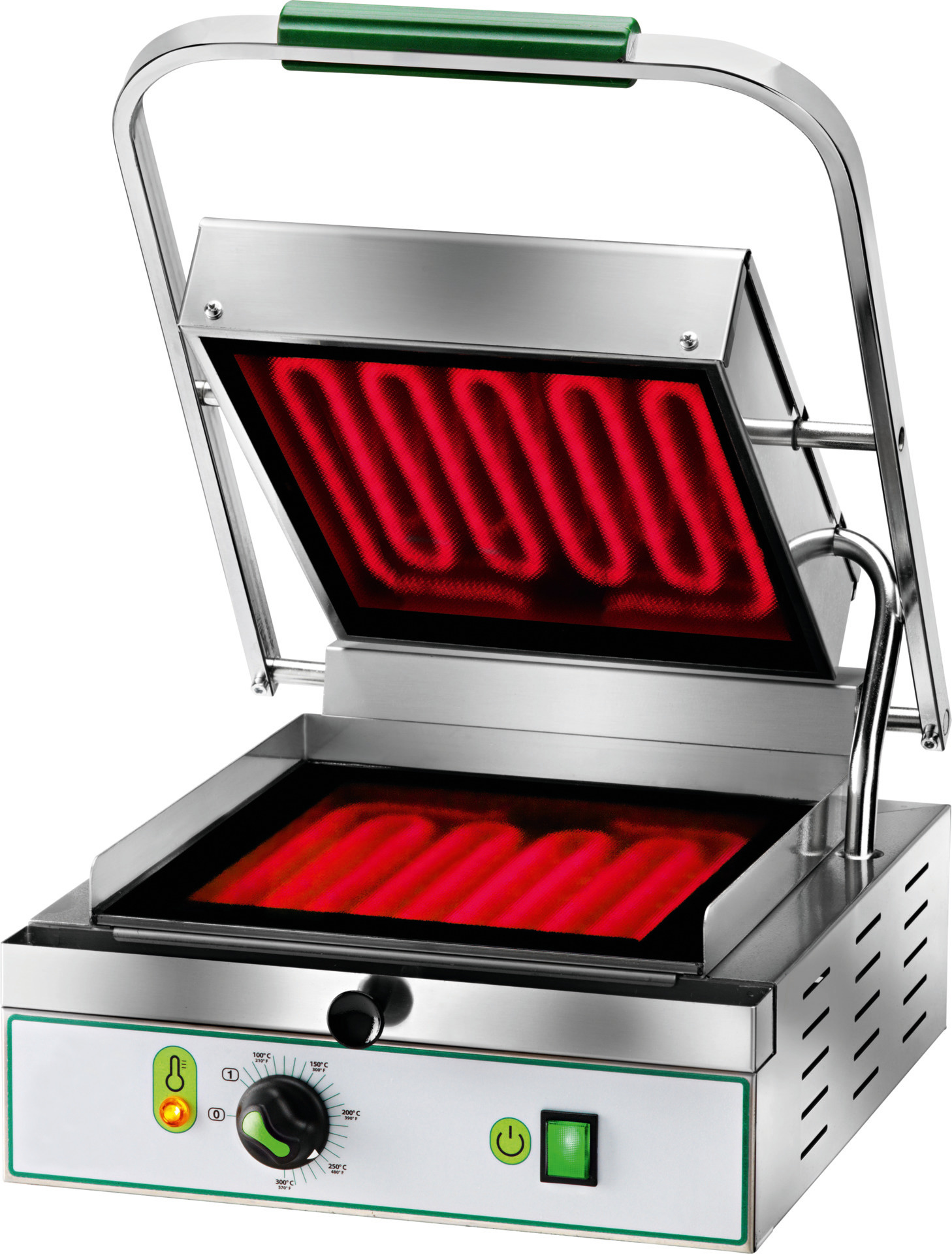 Glaskeramik-Kontaktgrill, oben + unten glatt, Grillfläche: 270 x 300 mm
