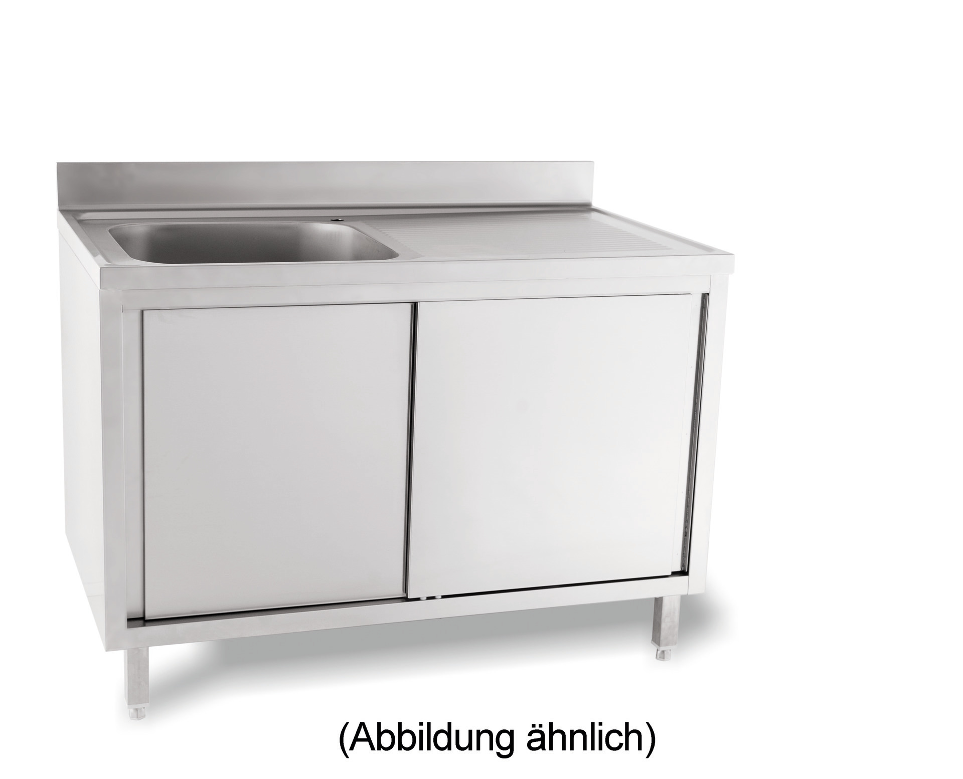 Spülschrank 50 mm Aufkantung Schiebetüren 2 Becken links 1600x850x700 mm