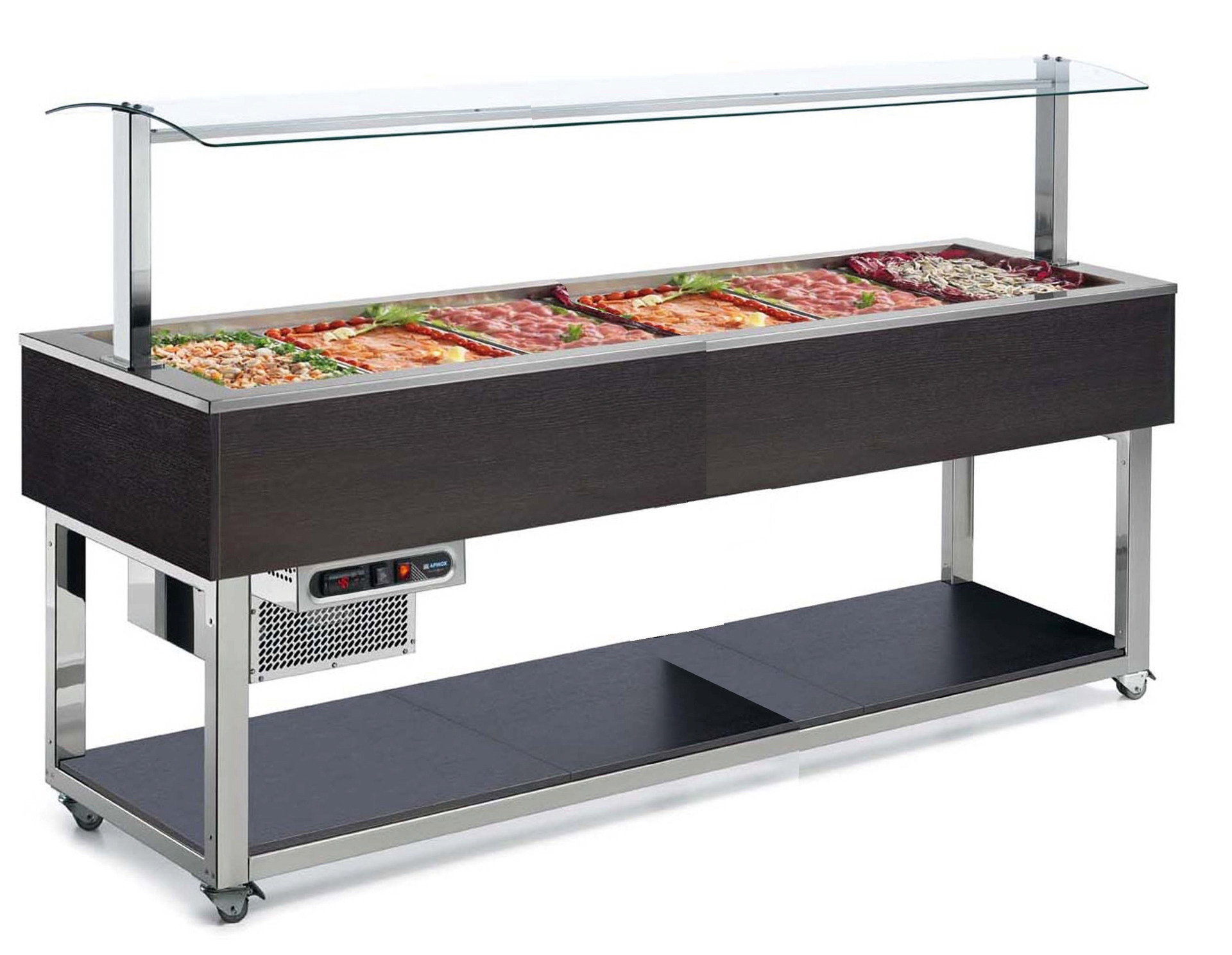 Büfett-Element gekühlte Wanne 2144 mm GN 6/1 Vollverkleidung Wenge