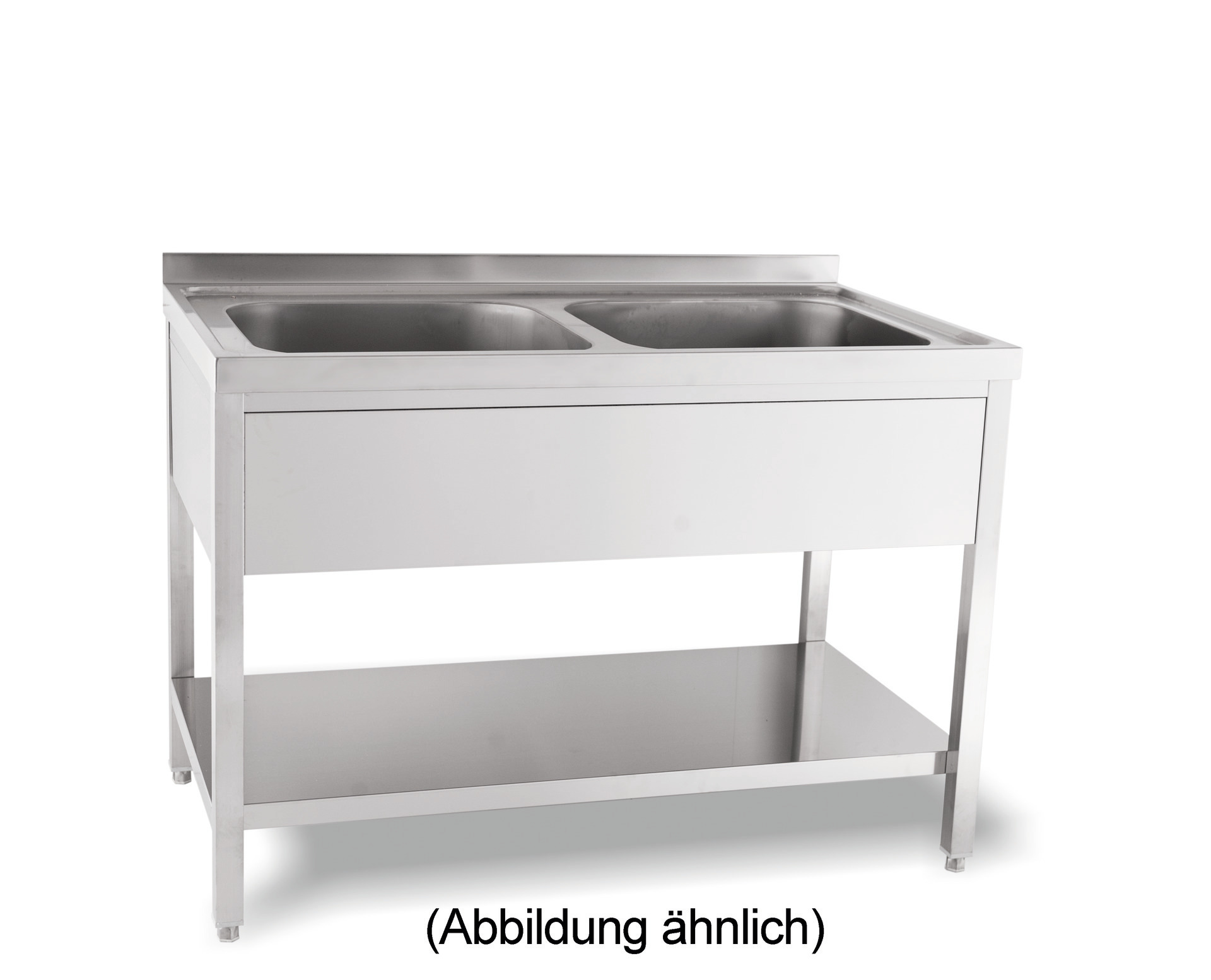Spültisch 50 mm Aufkantung Ablageboden 2 Becken 1200x850x600 mm