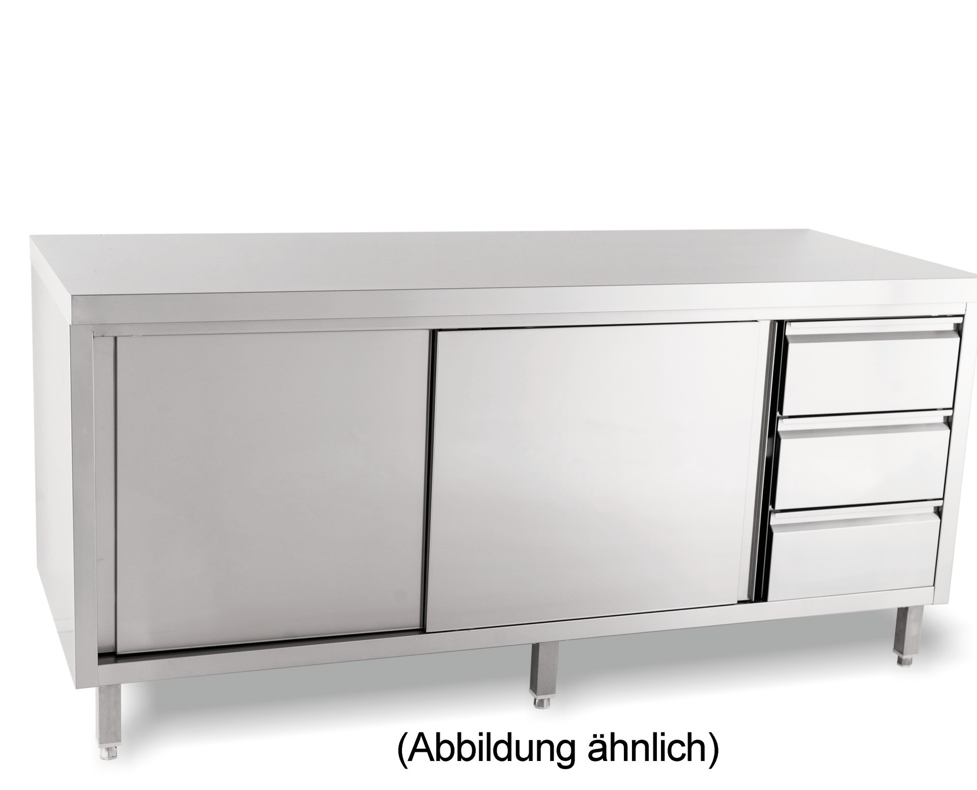 Arbeitsschrank Schiebetüren ohne Aufkantung Schubladen rechts 2000x850x600 mm