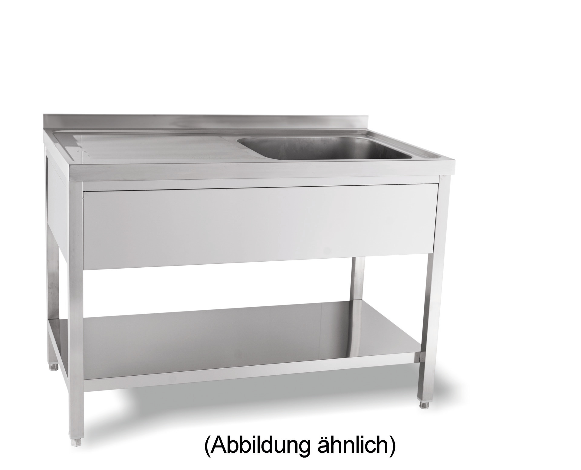 Spültisch 50 mm Aufkantung Ablageboden 2 Becken links 1800x850x700 mm