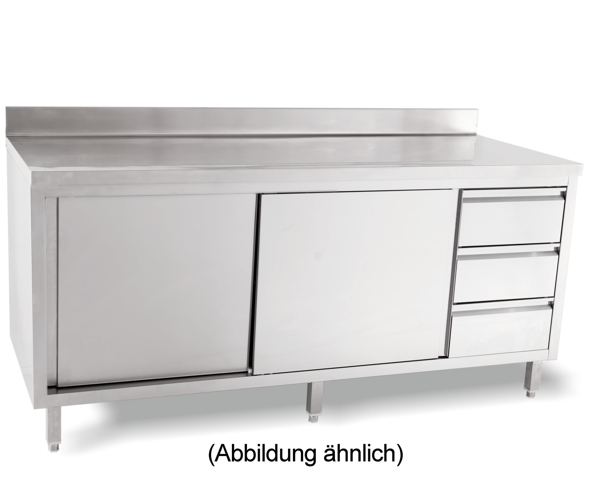 Arbeitsschrank Schiebetüren 50 mm Aufkantung Schubladen rechts 2000x850x700 mm