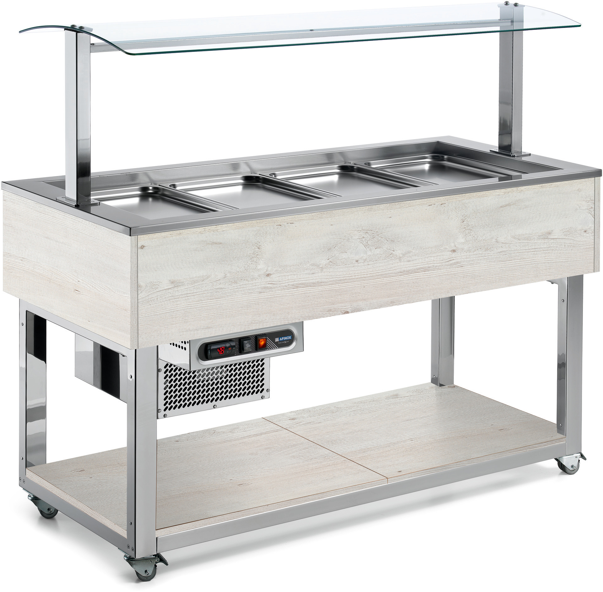 Büfett-Element gekühlte Wanne 2144 mm GN 6/1 Vollverkleidung Hemlock