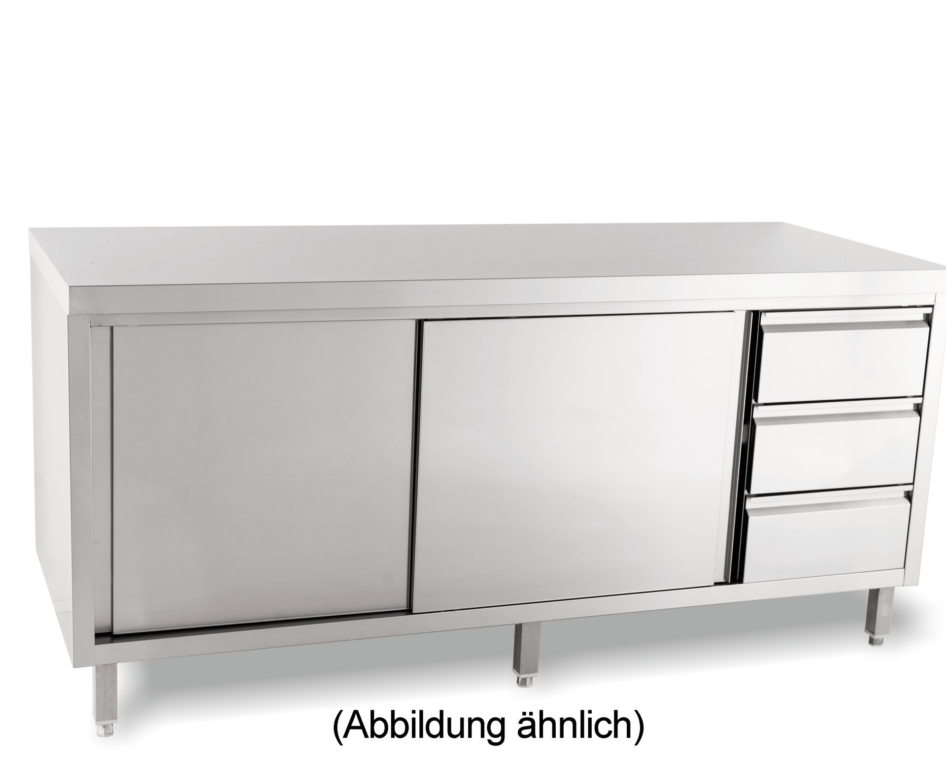 Arbeitsschrank Schiebetüren ohne Aufkantung Schubladen rechts 2000x850x700 mm
