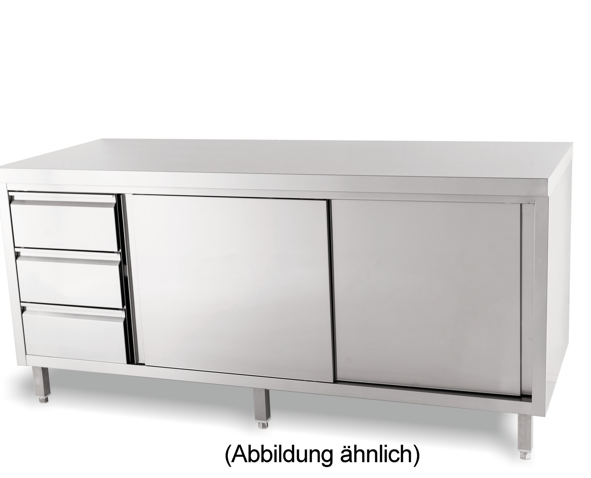 Arbeitsschrank Schiebetüren ohne Aufkantung Schubladen links 2000x850x700 mm
