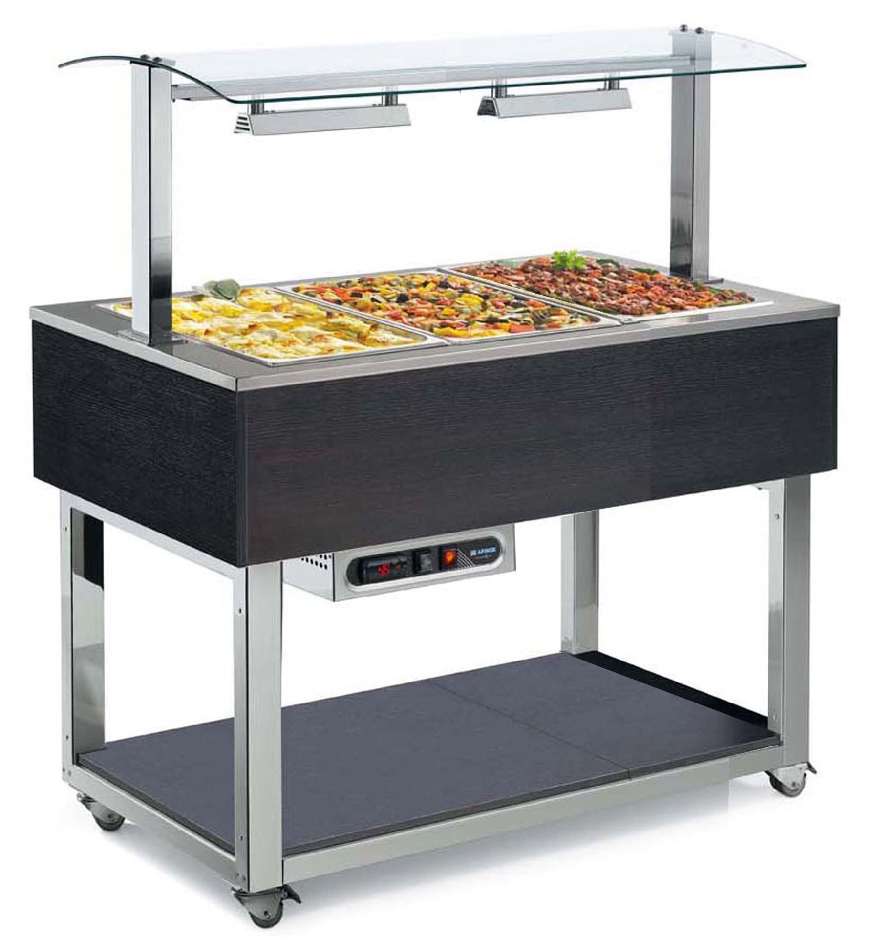 Büfett-Element Bain-Marie Wanne 1169 mm GN 3/1 Vollverkleidung Wenge