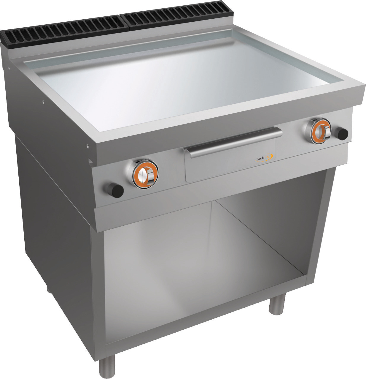 Gas-Grillplatte, glatt, verchromt, Unterbau Türen
