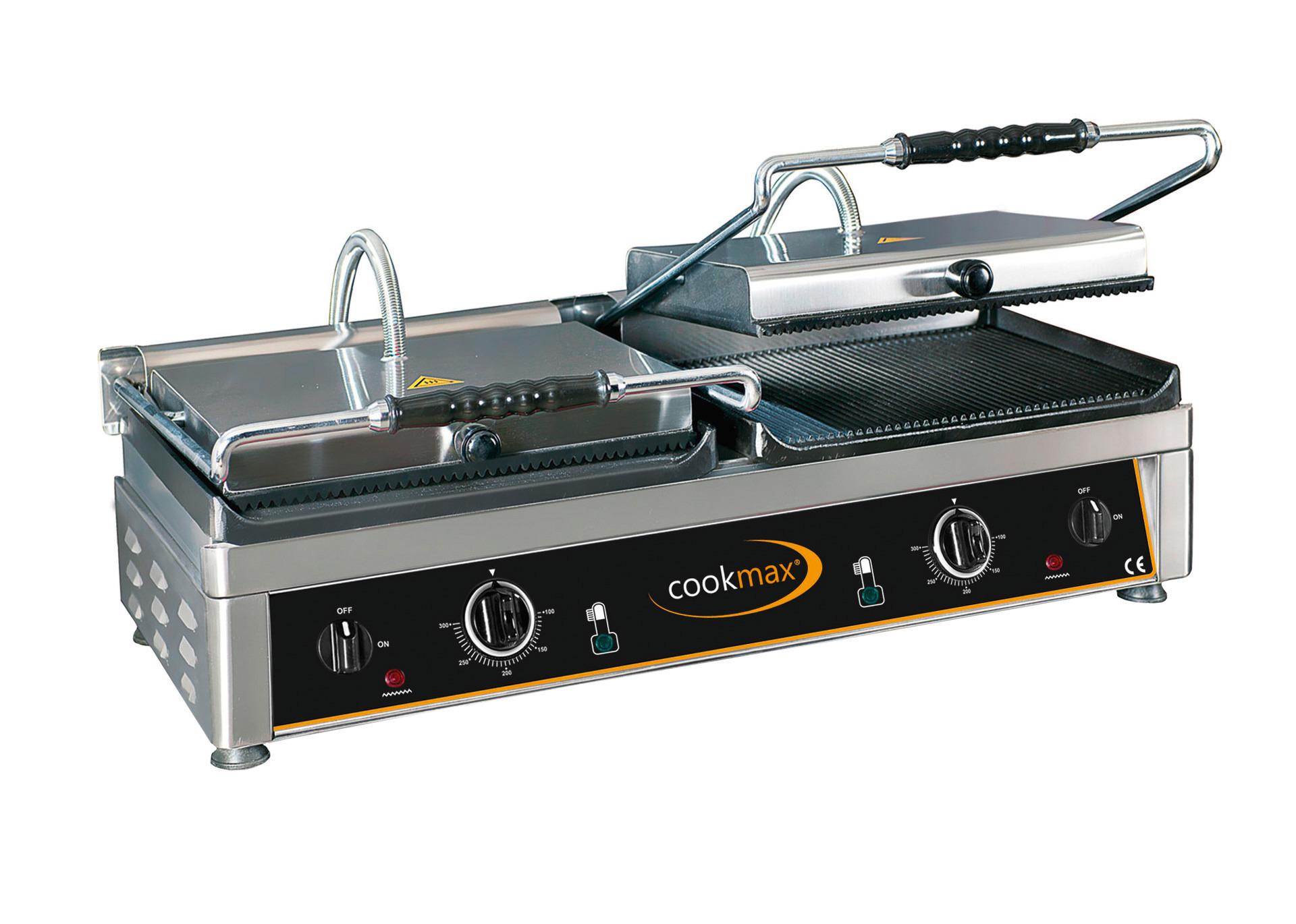 Elektro-Kontaktgrill oben gerillt, unten ½ glatt + ½ gerillt 820 x 500 x 300 mm
