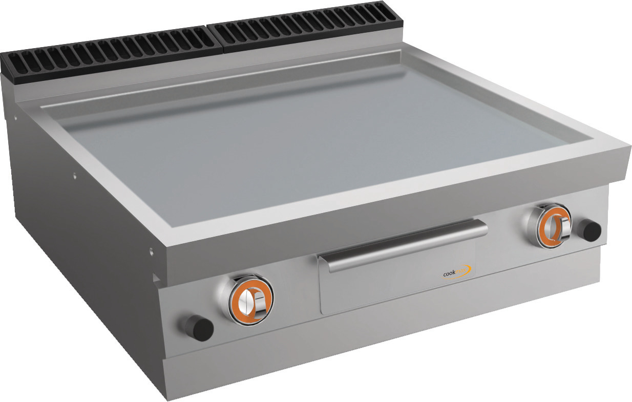 Gas-Grillplatte, glatt, 2 Heizzonen, Bratfläche: 745 x 500 mm