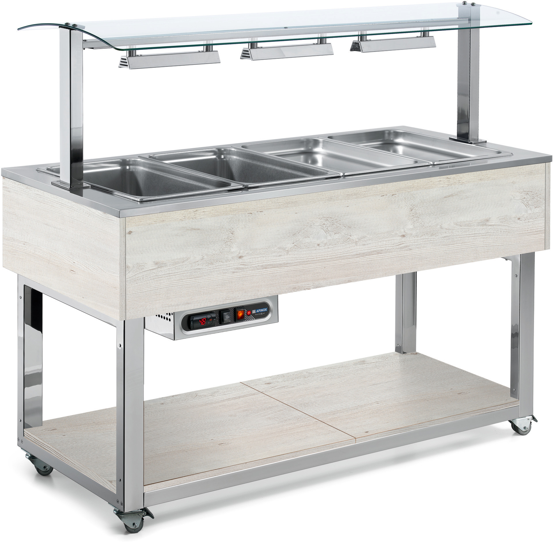 Büfett-Element Wärmewanne trockenbeheizt 1494 mm GN 4/1 Vollverkleidung Hemlock