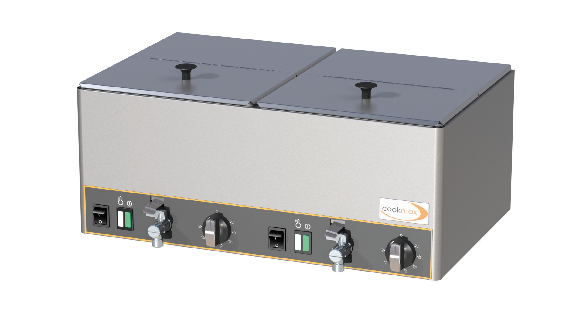 Würstchenwärmer 2 x GN 1/2 Ablasshahn Klappdeckel 530 x 330 x 220 mm