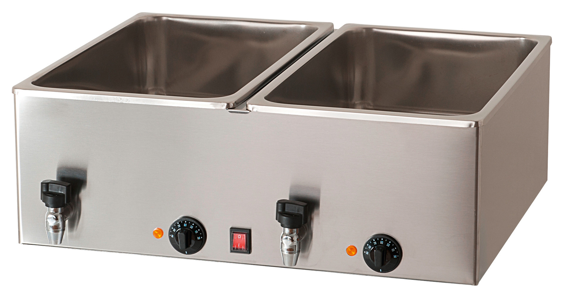 Elektro-Bain-Marie 2 x GN 1/1 H=200 mm Ablaufhahn 690 x 540 x 300 mm
