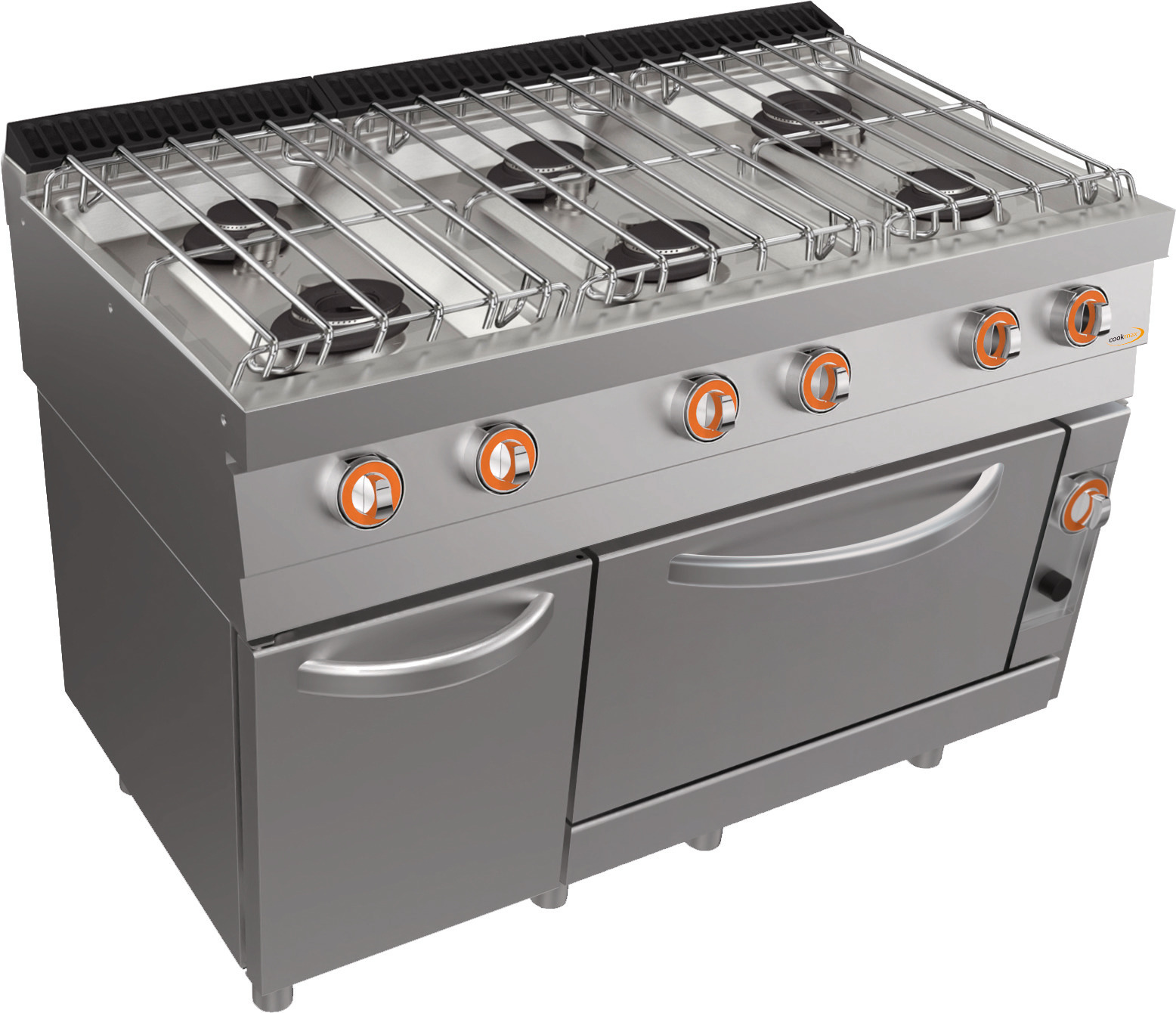 Gas-Herd, 6 Brenner Gas-Backofen GN 2/1 und Neutralfach