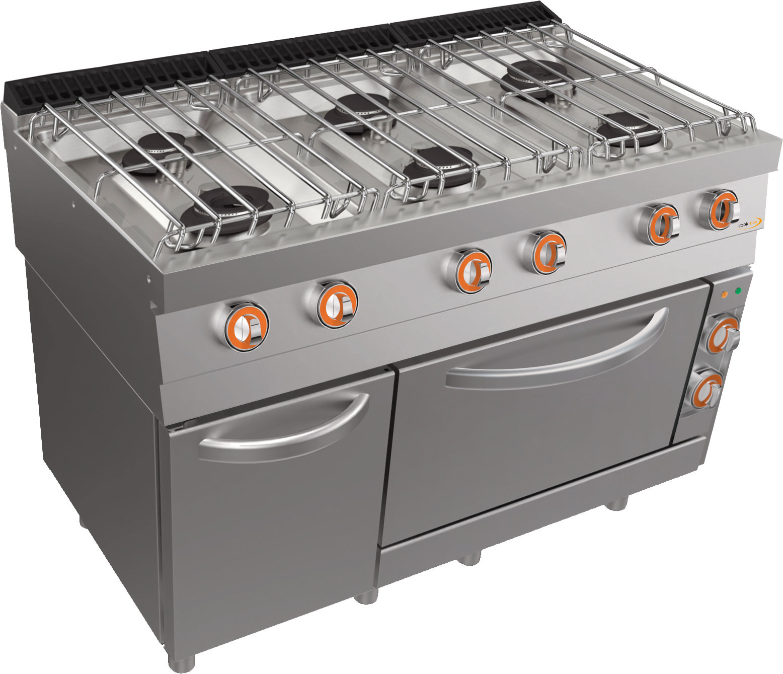 Gas-Herd, 6 Brenner Elektro-Backofen GN 2/1 und Neutralfach