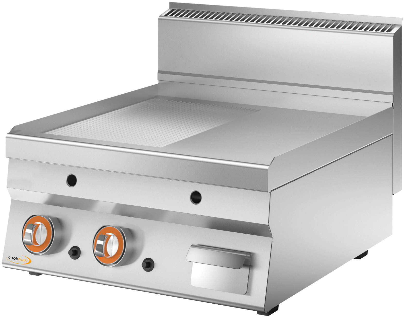 Gas-Grillplatte, 1/2 gerillt + 1/2 glatt