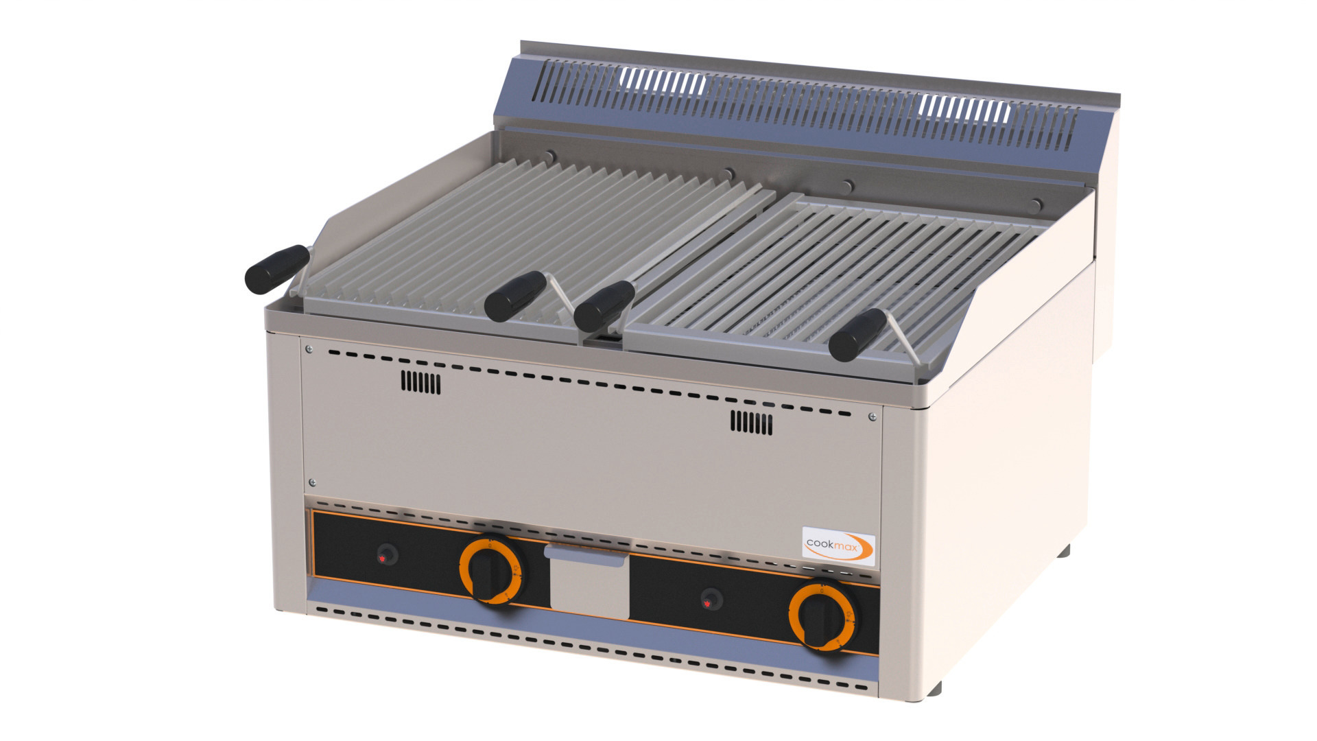 Gas-Lavasteingrill, 2 V-Rosten für Fleisch
