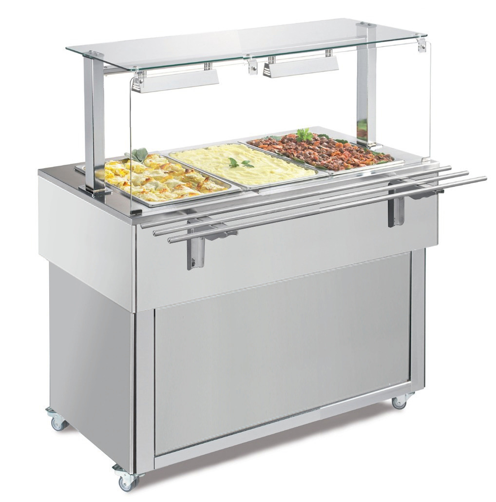 Ausgabe-Element Bain-Marie Wanne 2144 mm GN 6/1 Vollverkleidung RAL/Edelstahl